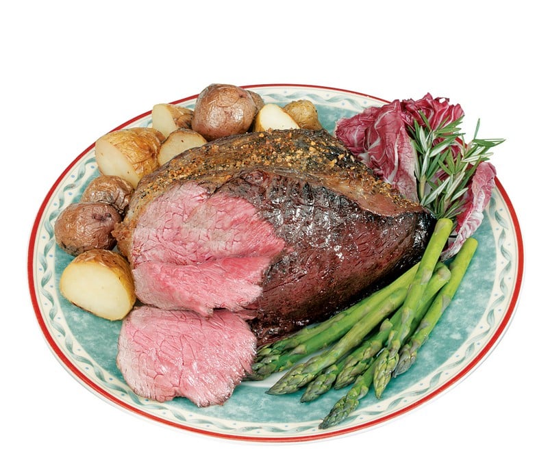 Beef Tip Roast on a Plate with Asparagus and Potatoes Food Picture