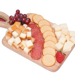 Cracker and Cheese Assortment on Wooden Board Food Picture