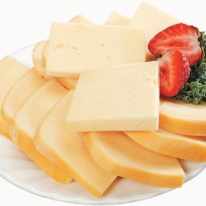 Edam Cheese with Garnish on White Ridged Plate Food Picture