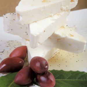 Feta Cheese with Garnish on White Plate Food Picture