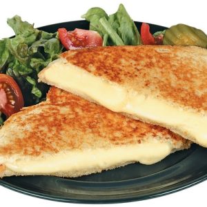 Grilled Cheese Sandwich with Side Salad on Black Plate Food Picture