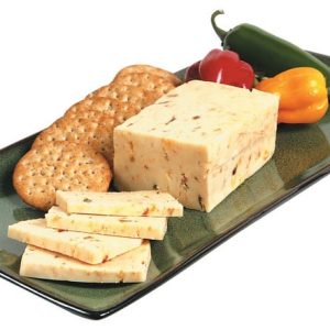 Jalepeno Cheese and Crackers with Garnish on Green Plate Food Picture