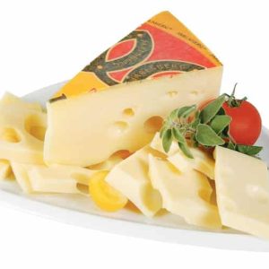Jarlsberg Cheese on White Plate Food Picture