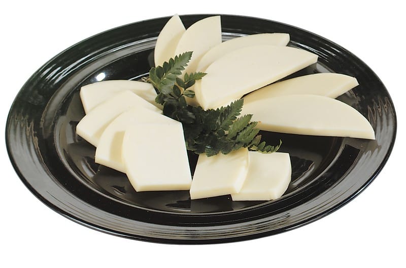 Provolone Cheese with Garnish on Black Plate Food Picture