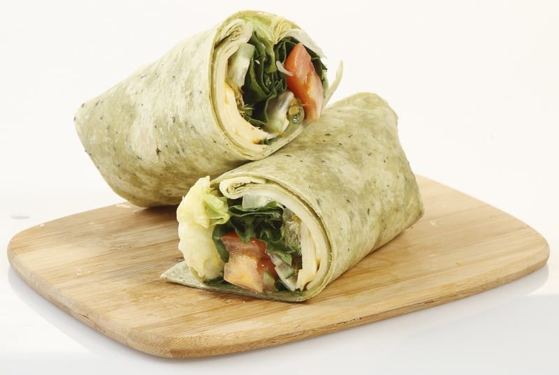 Cheese Spinach Tomato and Cucumber Wrap Food Picture