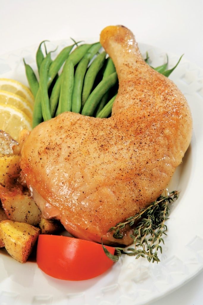 Chicken Leg over Vegetables Food Picture