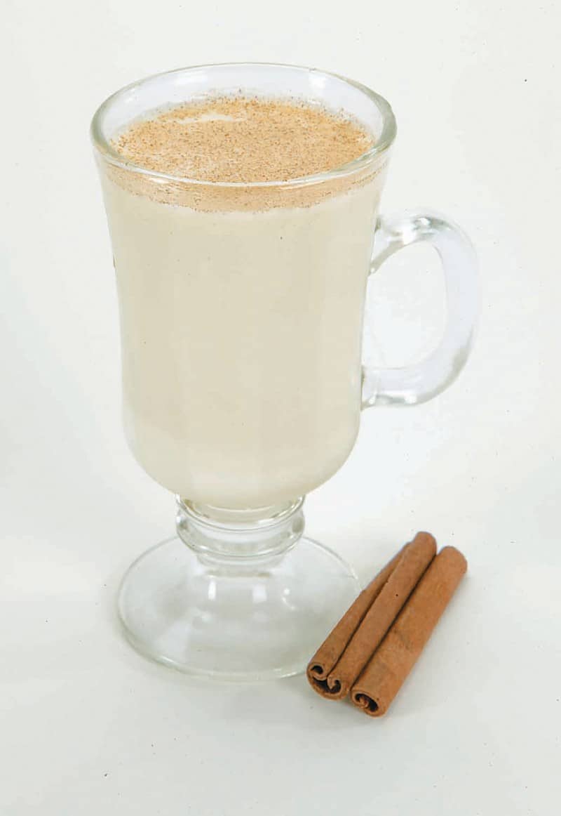 Glass of Egg Nog with Cinnamon Sticks Food Picture