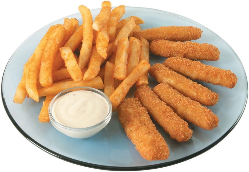Fish Sticks and Fries on a Plate with Tartar Sauce Food Picture