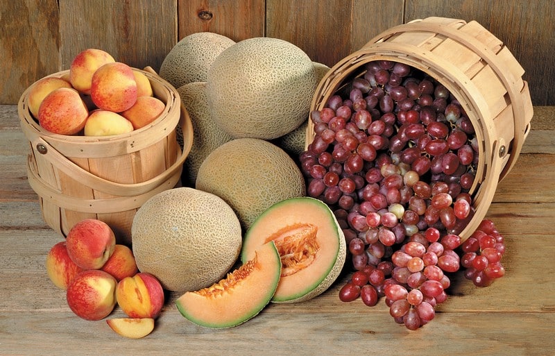 Assorted Loose Fruit with Wooden Baskets Food Picture