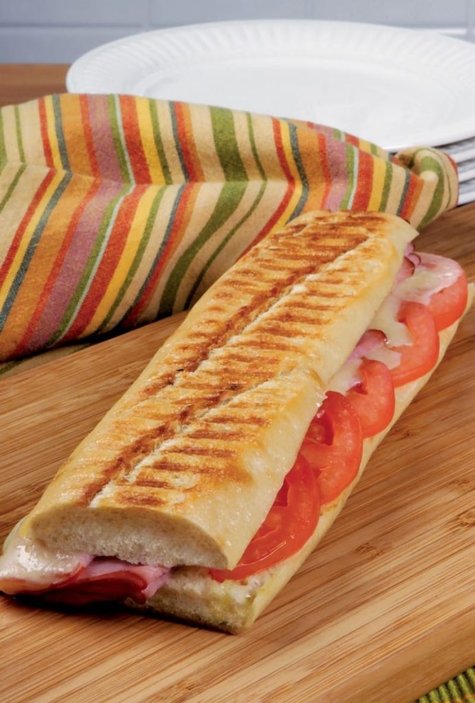 Ham and Cheese Panini on Wooden Surface Food Picture