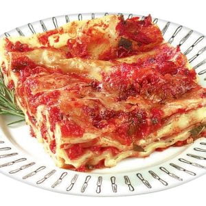 Lasagna with Garnish on Decorative Plate Food Picture