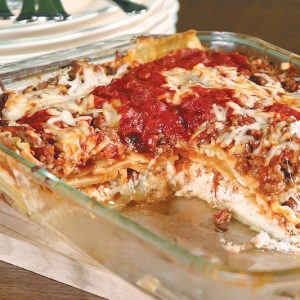 Meat Lasagna in Clear Dish Food Picture
