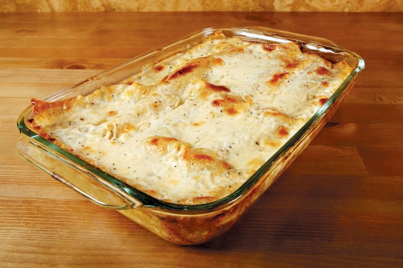 Vegetable Lasagna in Clear Glass Tray Food Picture