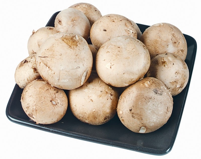 Crimini mushrooms on a black plate Food Picture