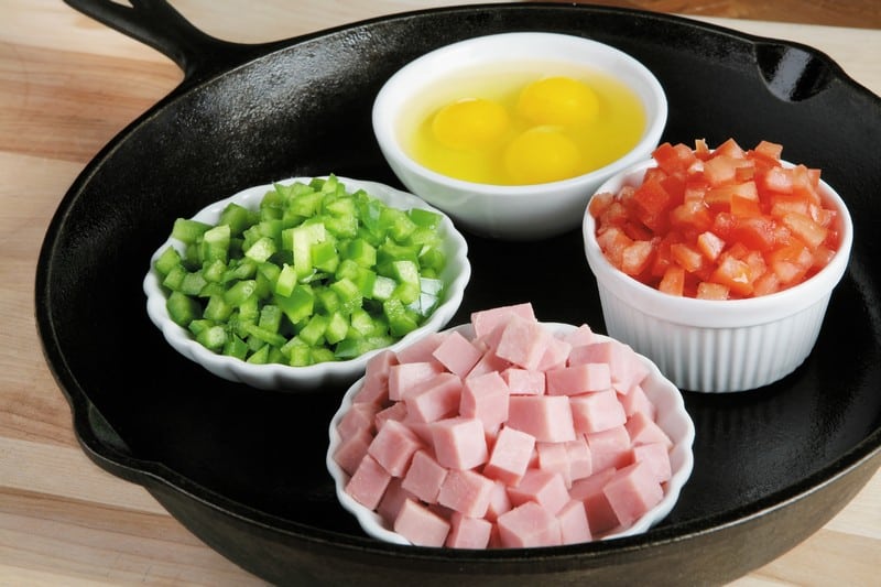 Prepped Omelete Ingredients in Pan Food Picture