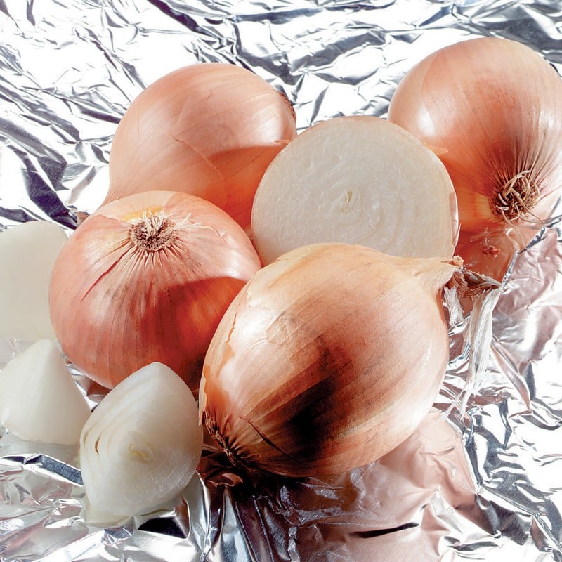 Yellow Onions on Foil Food Picture