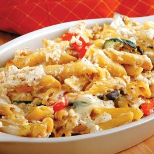 Penne Veggie Bake in White Dish Food Picture