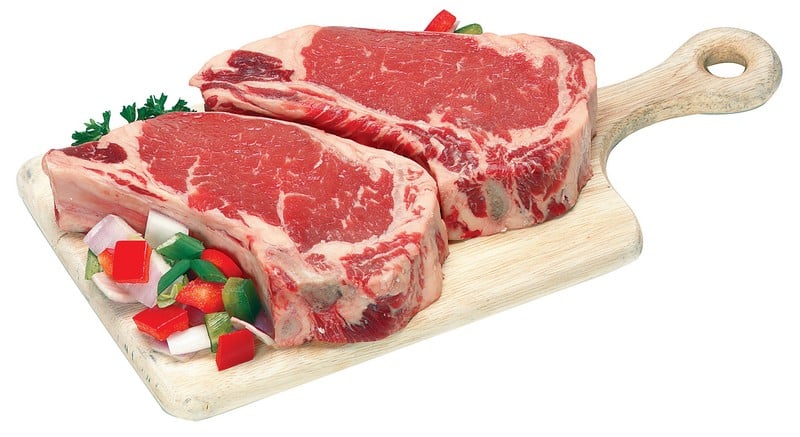 Raw Beef Rib Eye Steak Semi on a Wooden Board Food Picture