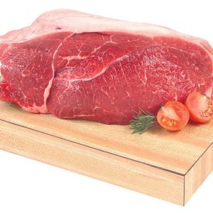 Boneless Raw Beef Shoulder Roast on a Wooden Block Food Picture