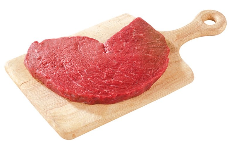 Boneless Raw Beef Sirloin Steak on a Wooden Board Food Picture