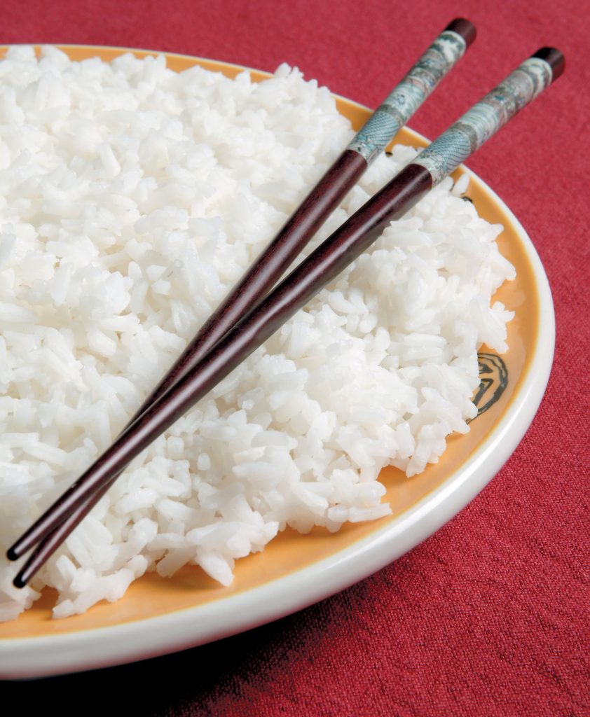 White Rice on Plate with Chopsticks Food Picture