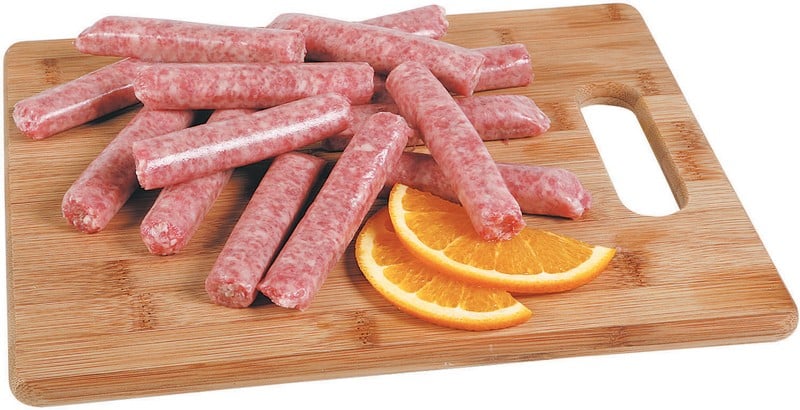 Raw Sausage Link on Wooden Board Food Picture