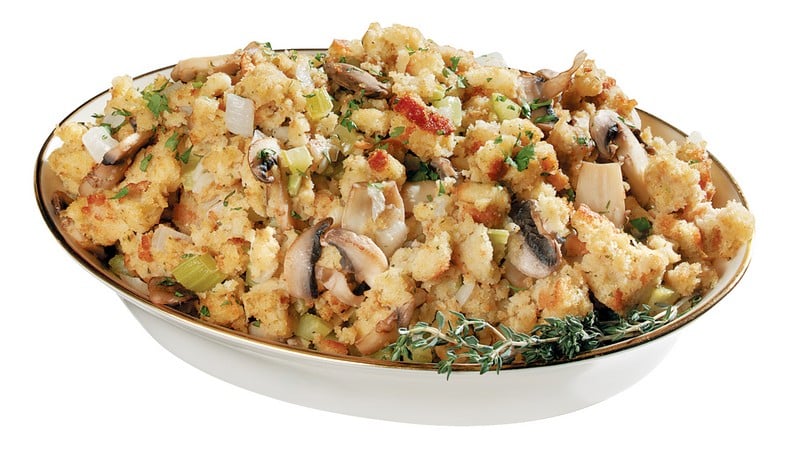Stuffing with Garnish in White Bowl Food Picture